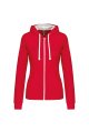 Dames Hoodie met rits kariban K467 RED-WHITE